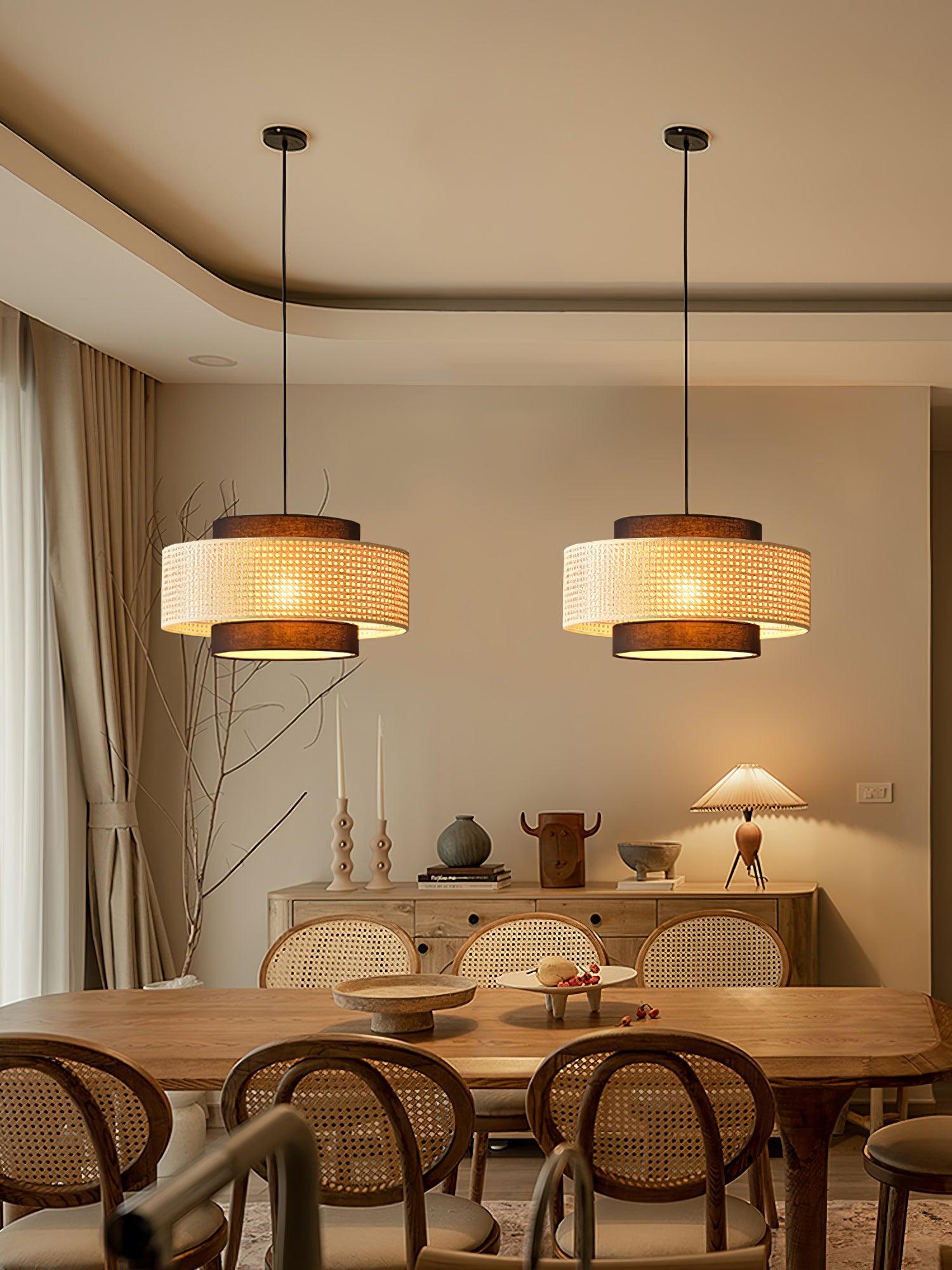 Zerither Rattan Fabric Pendant Light - Letslighting
