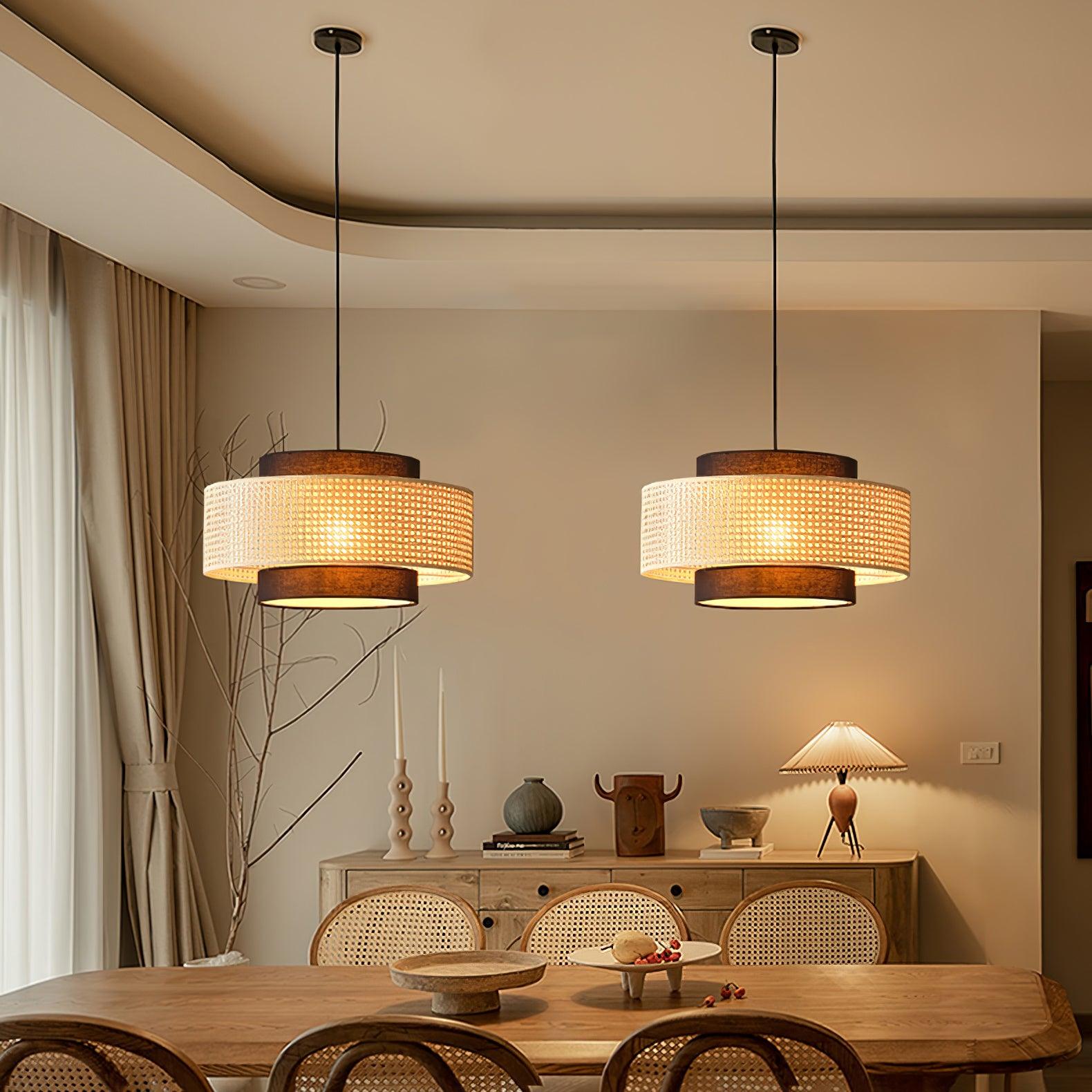 Zerither Rattan Fabric Pendant Light - Letslighting