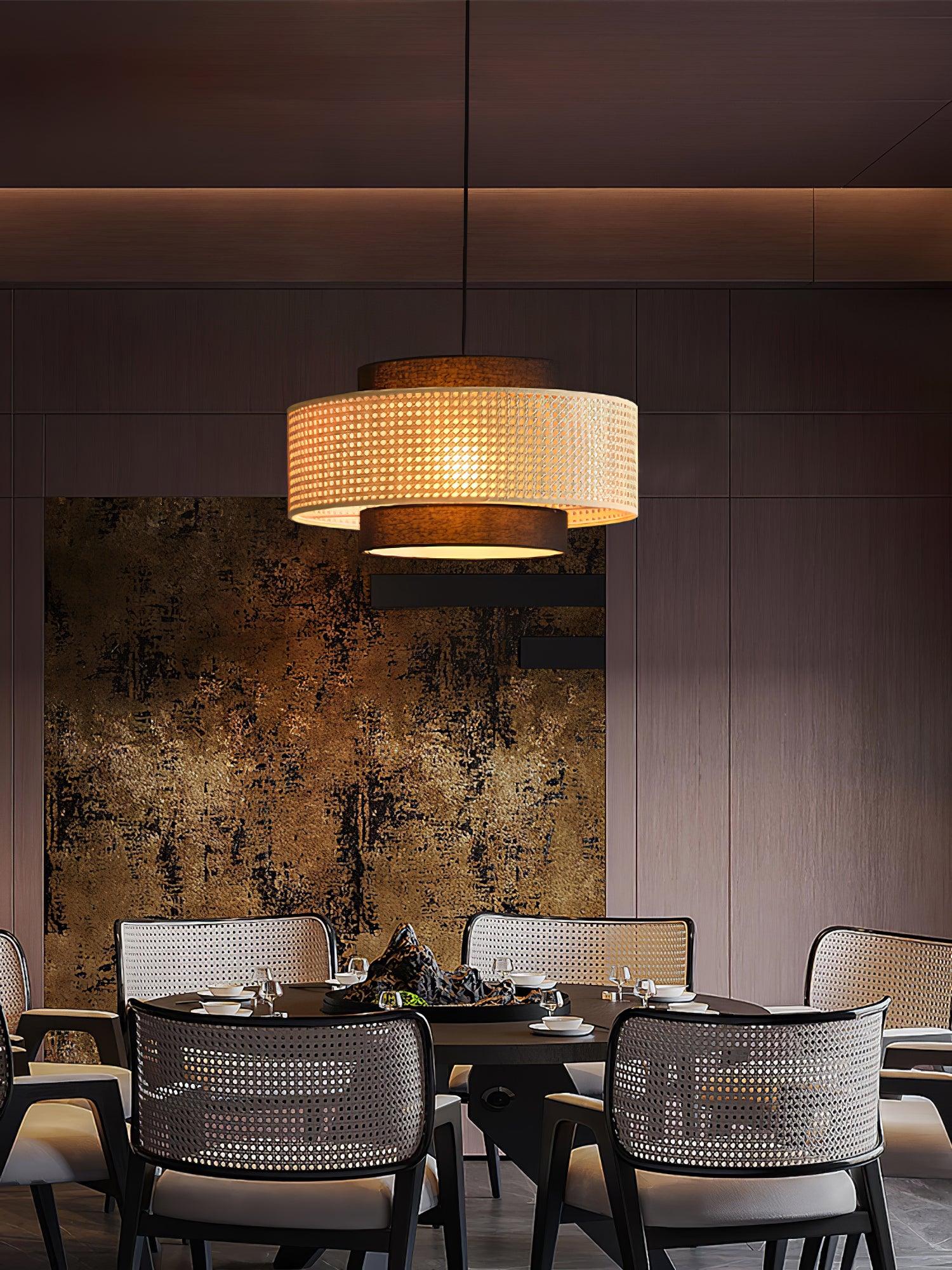 Zerither Rattan Fabric Pendant Light - Letslighting