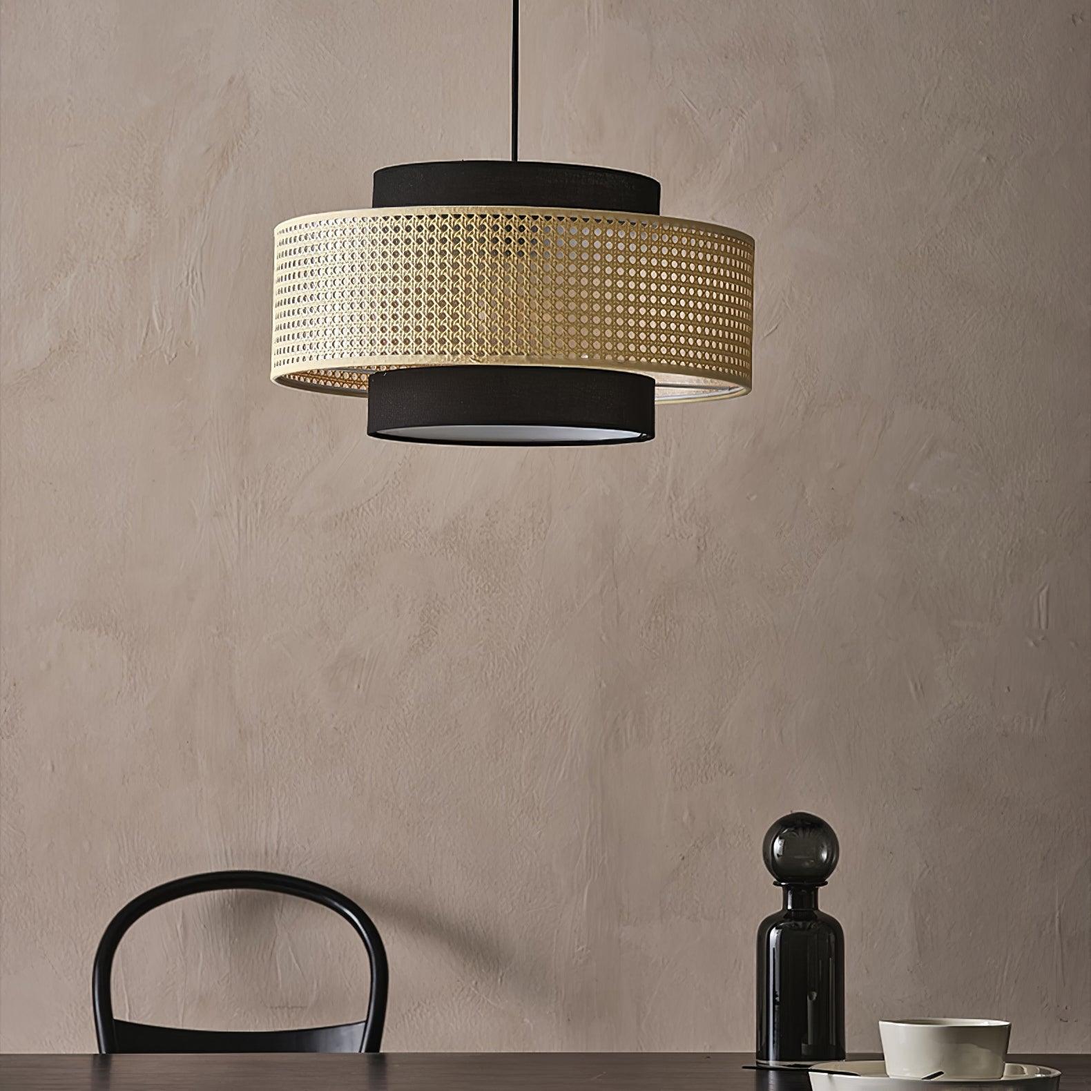 Zerither Rattan Fabric Pendant Light - Letslighting