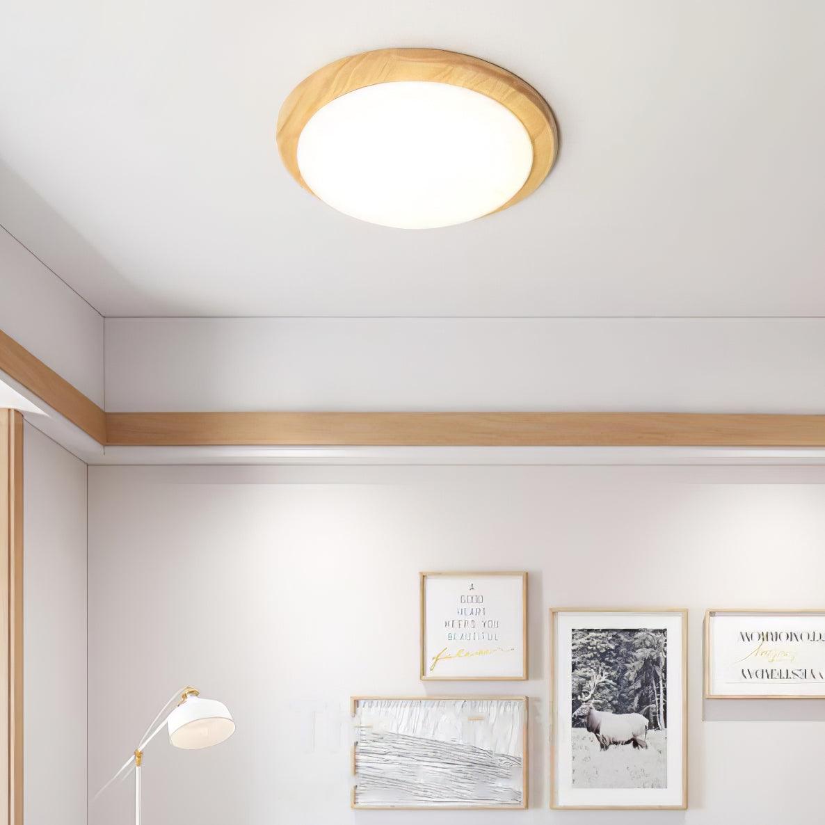 Myshae Modern Minimalist Drum Wood Ceiling Lamp - Letslighting