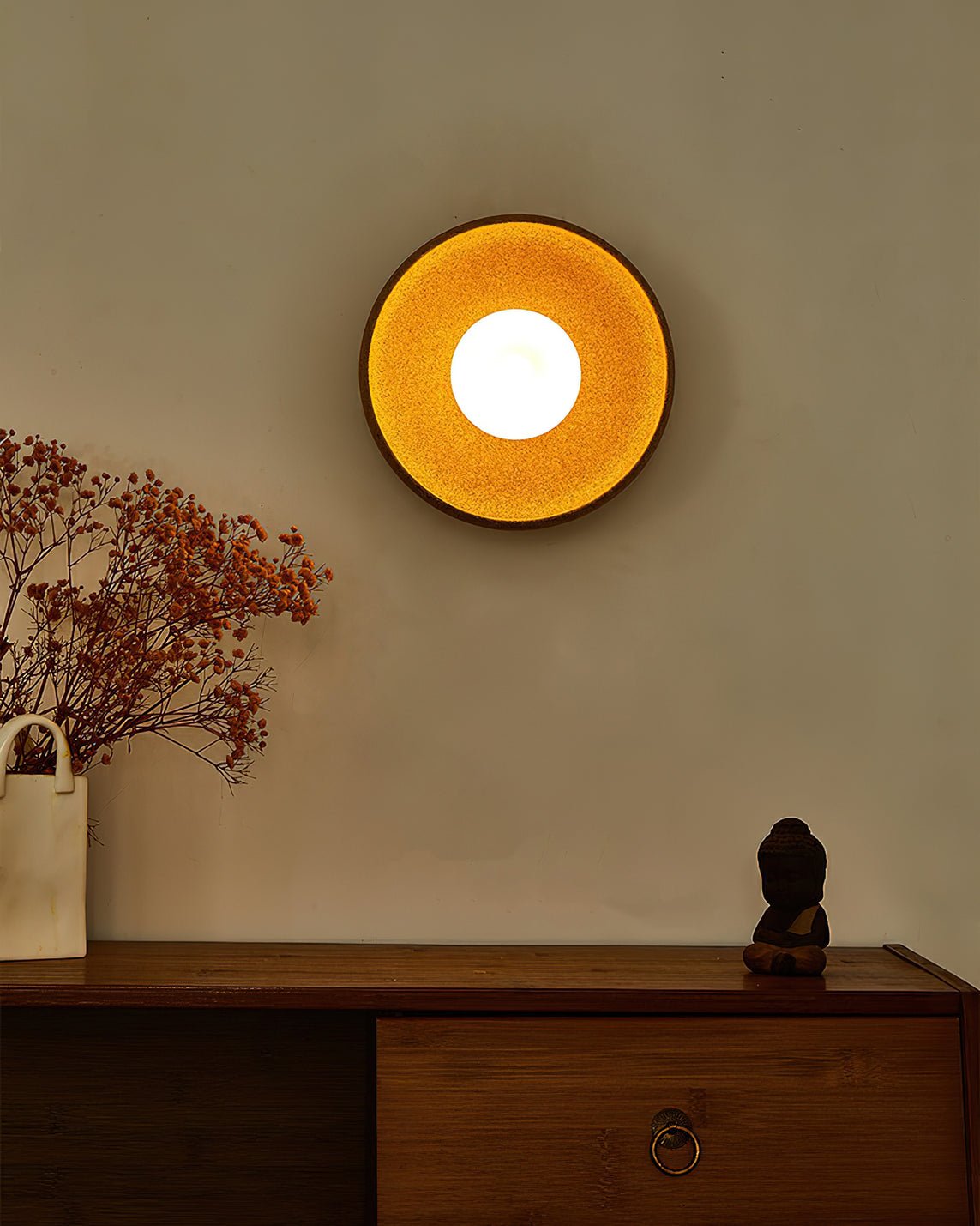 Civarir Modern Minimalist Round Glass Ceramic Wall Light - Letslighting
