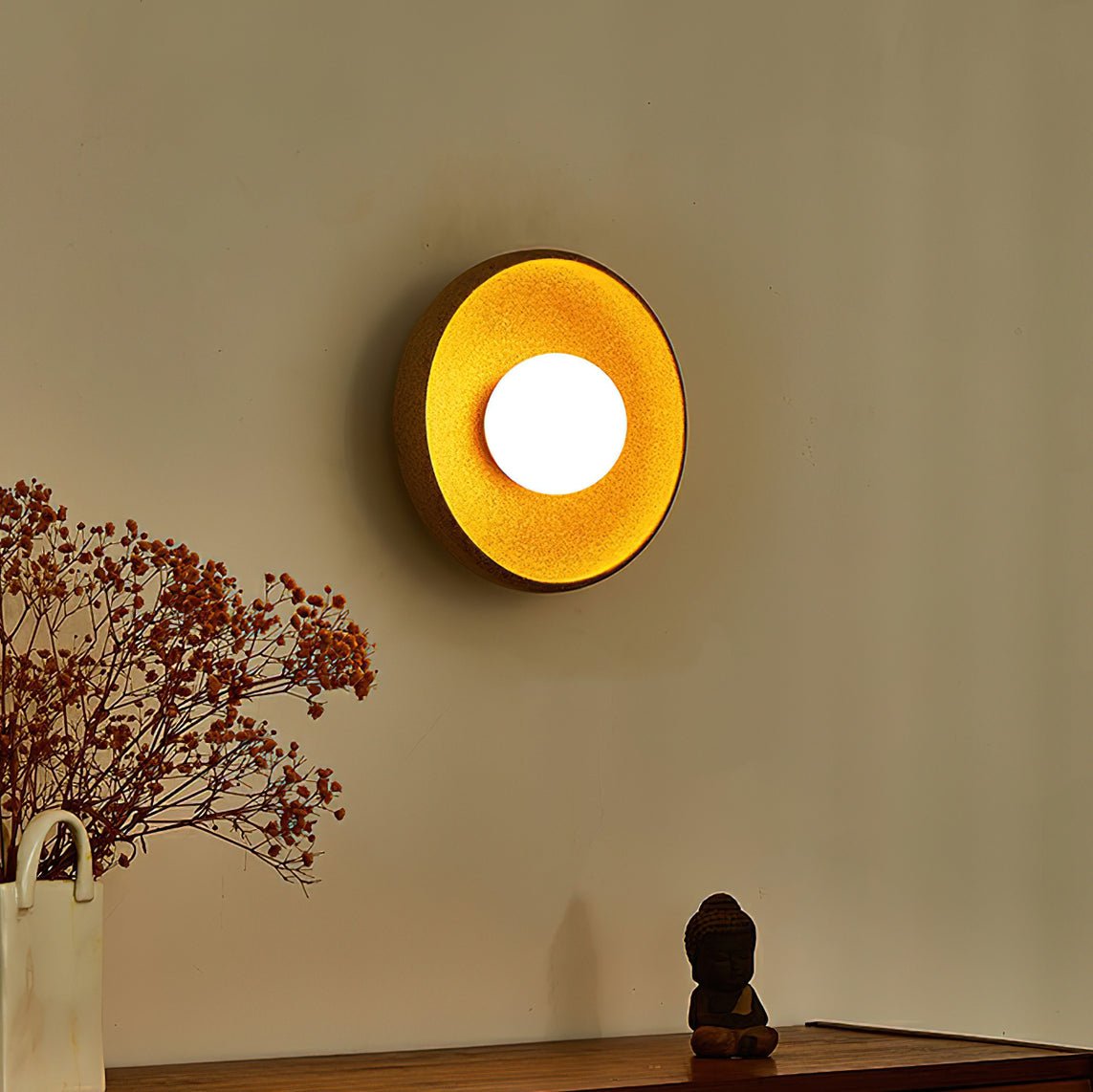 Civarir Modern Minimalist Round Glass Ceramic Wall Light - Letslighting