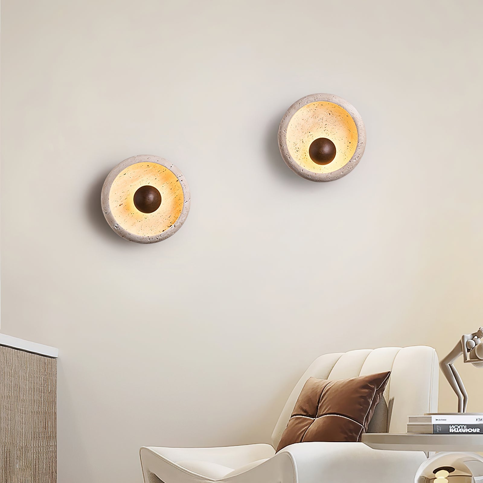 Ritta Concave Travertine Wall Lamp - Letslighting