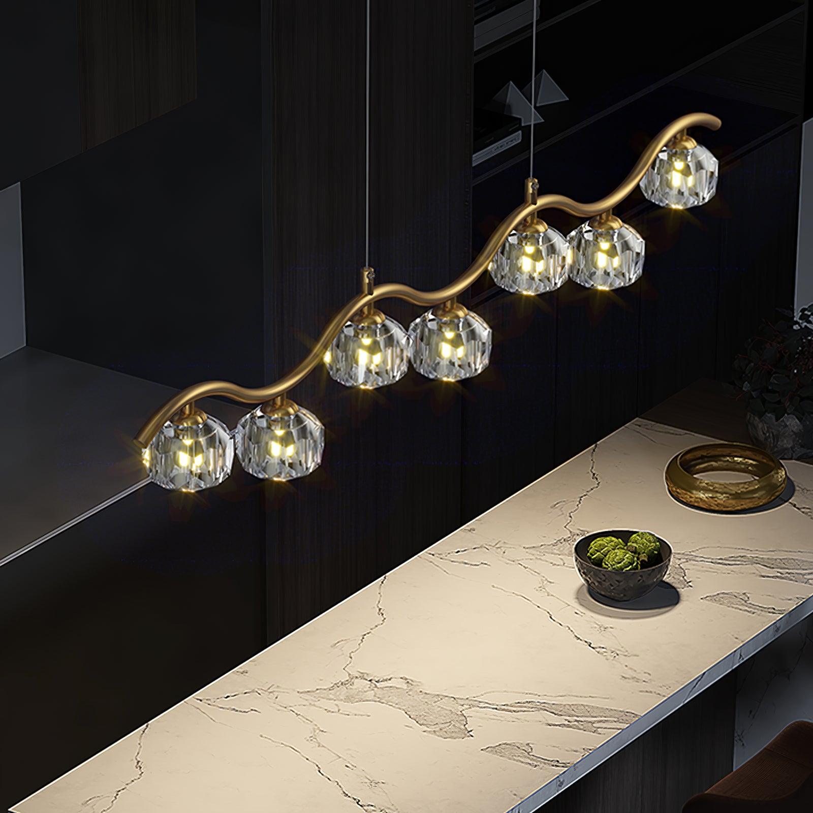 Lustra Chandelier Copper and Crystal Geometrical - Letslighting