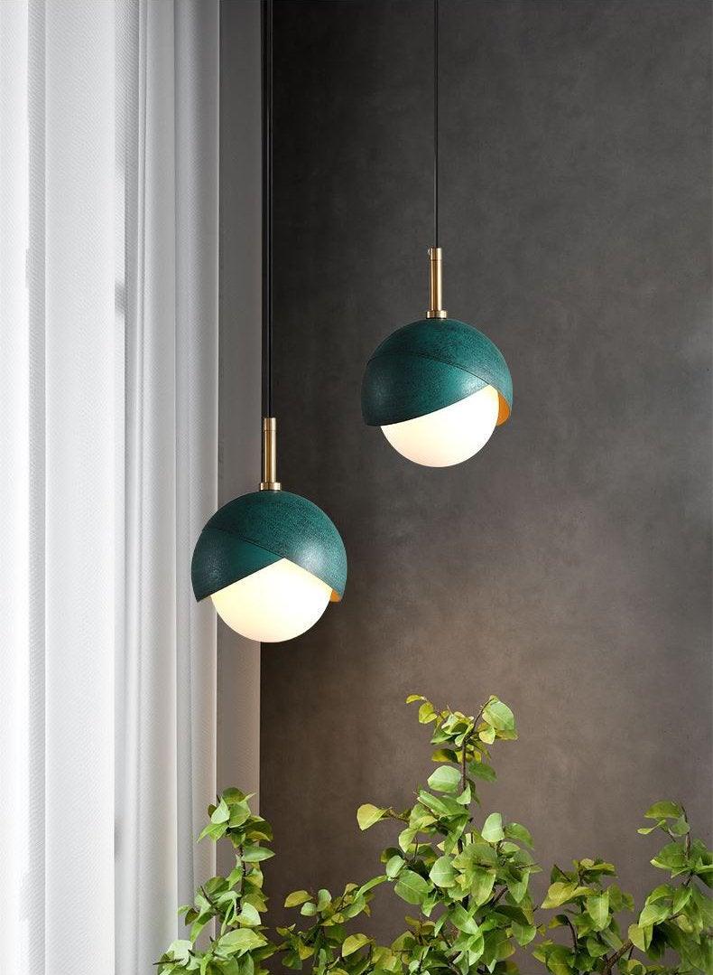Solara Pendant Lamp Brass Nested Opal Globe Modern - Letslighting