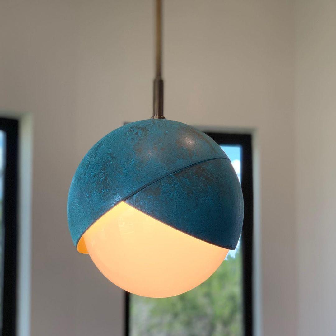 Solara Pendant Lamp Brass Nested Opal Globe Modern - Letslighting