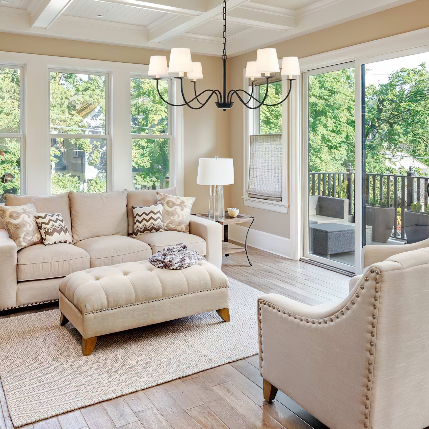 Amble Vintage Industrial Brass Fabric Chandelier - Letslighting