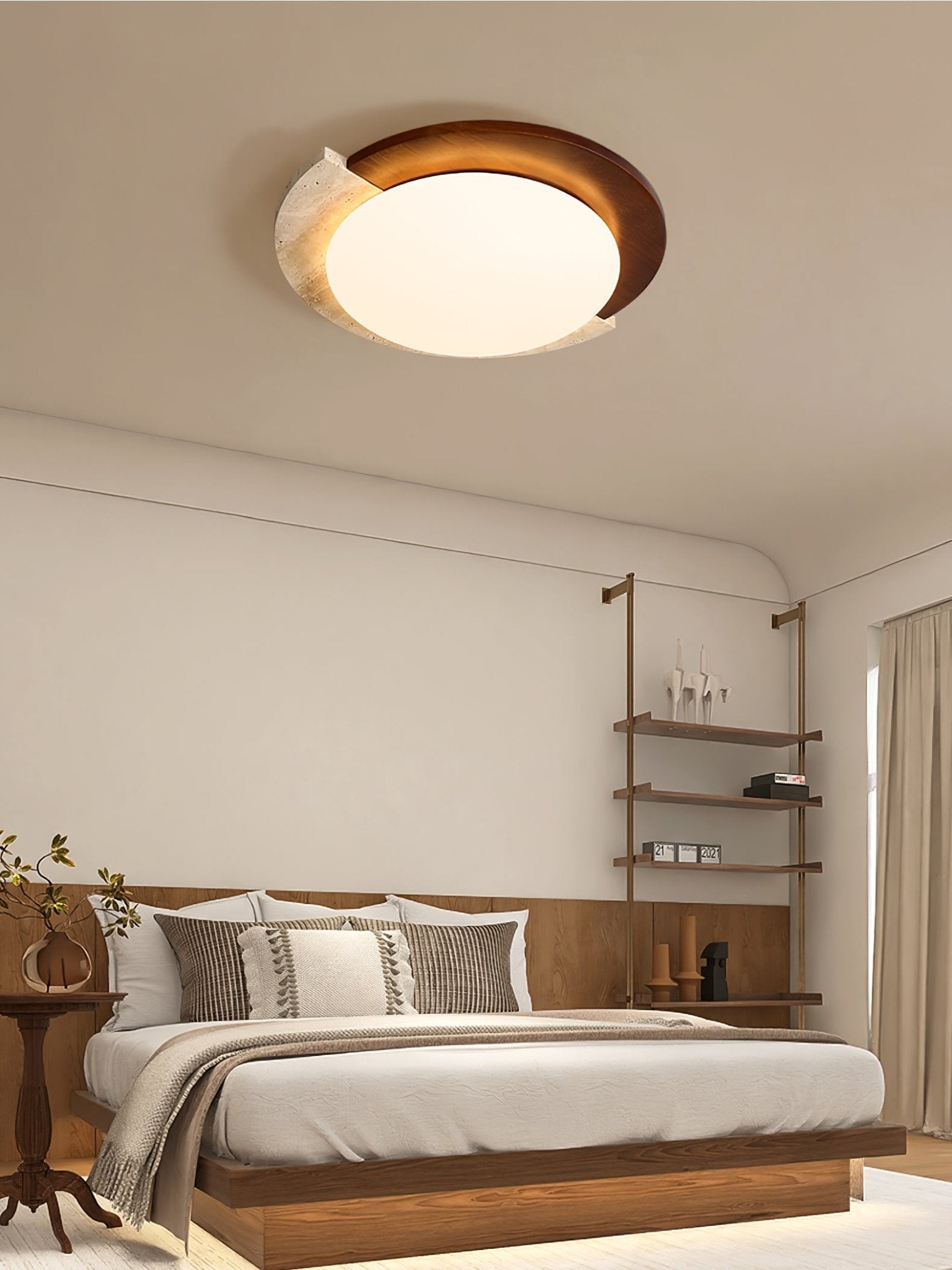 Ivnoran Arc-Rim Travertine Ceiling Light - Letslighting