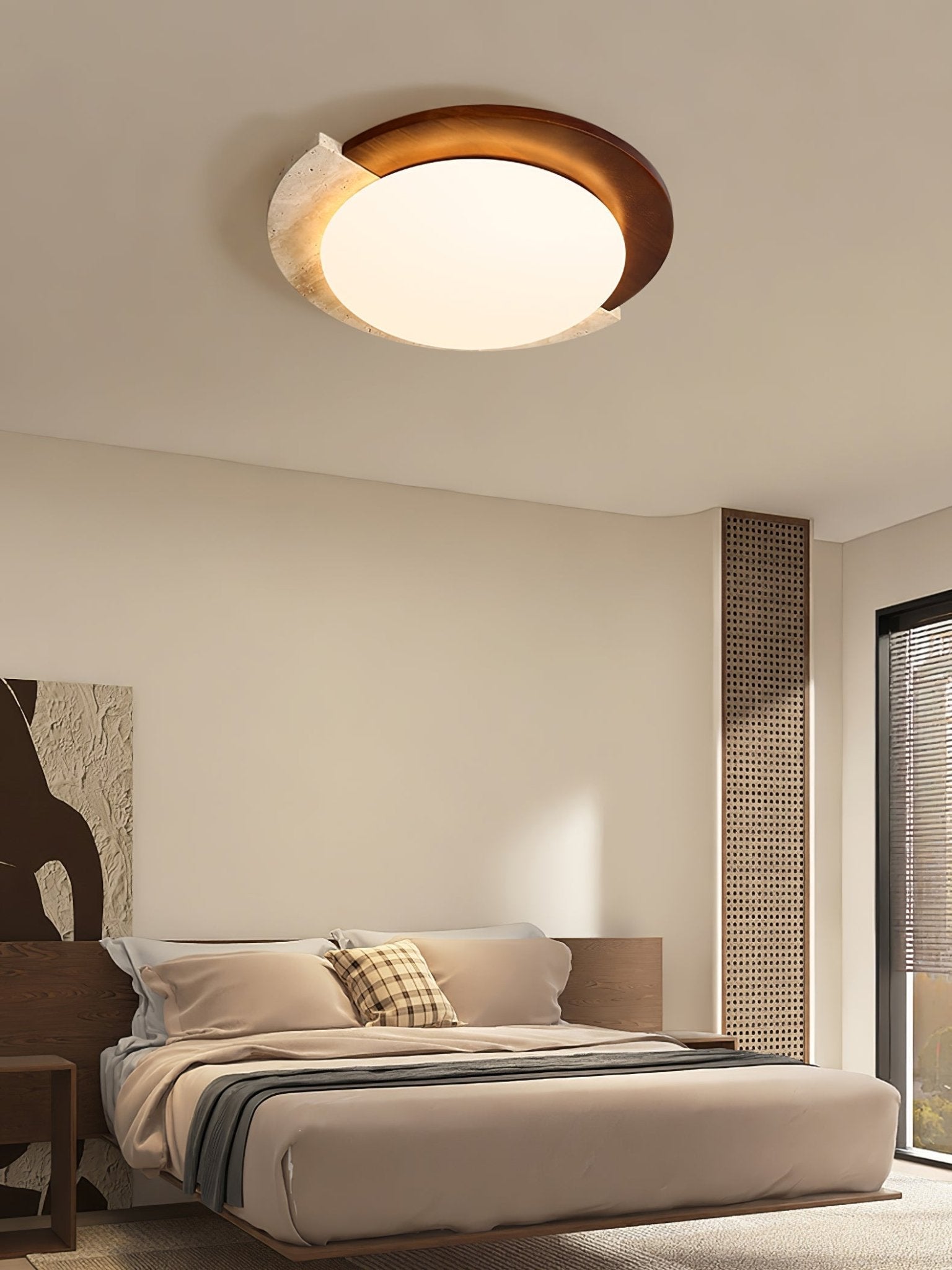 Ivnoran Arc-Rim Travertine Ceiling Light - Letslighting