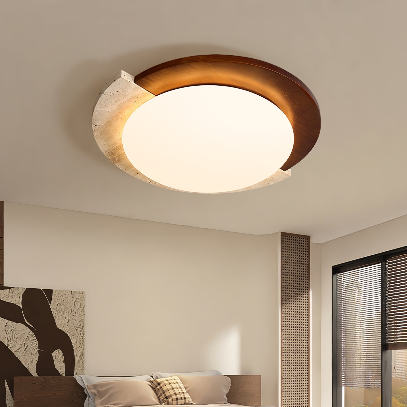 Ivnoran Arc-Rim Travertine Ceiling Light - Letslighting