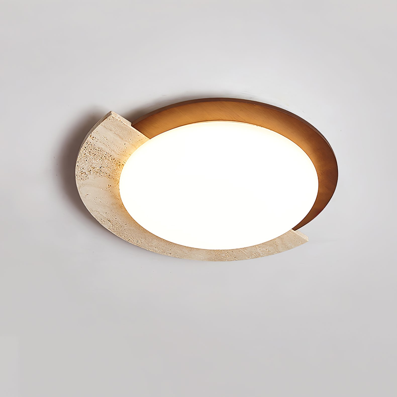 Ivnoran Arc-Rim Travertine Ceiling Light - Letslighting