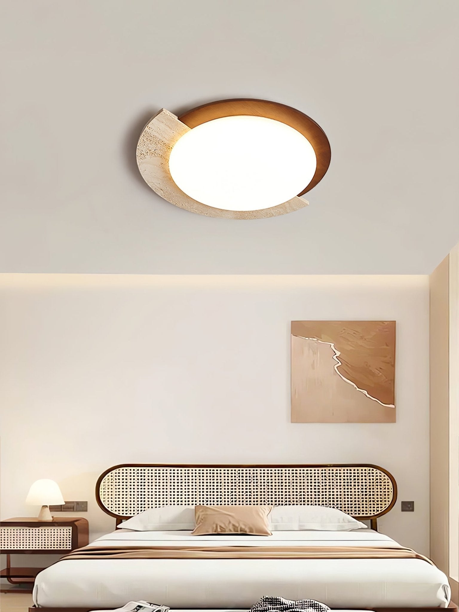 Ivnoran Arc-Rim Travertine Ceiling Light - Letslighting