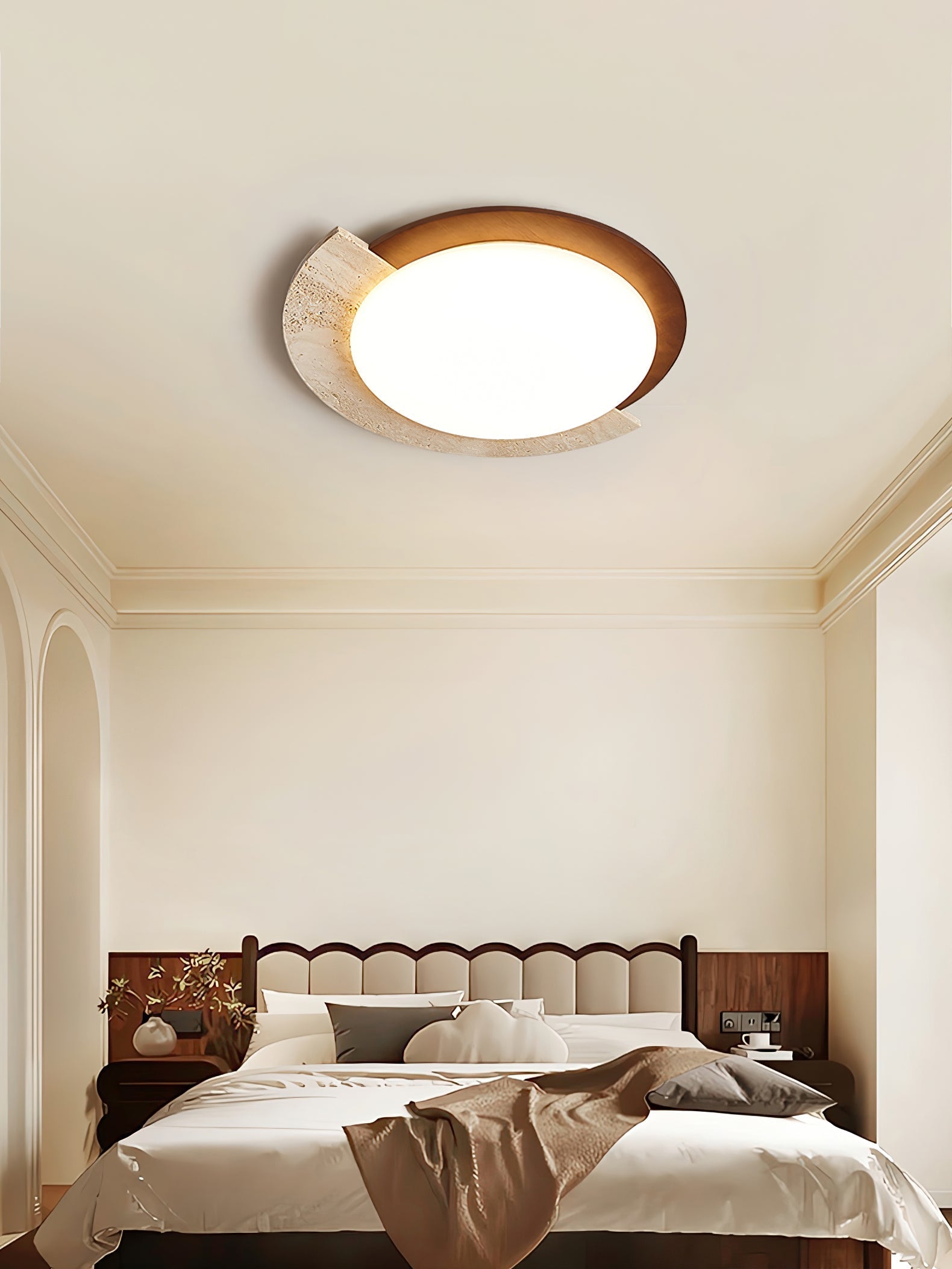 Ivnoran Arc-Rim Travertine Ceiling Light - Letslighting