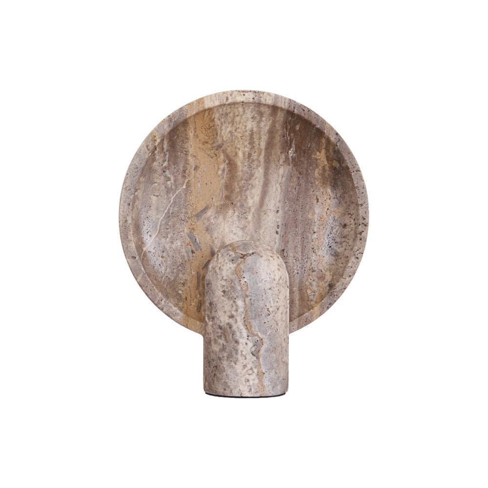 Cavenyra Saucer-Base Travertine Table Lamp - Letslighting