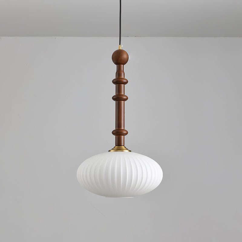 Iliror Traditional Art Wood Glass Pendant Light - Letslighting