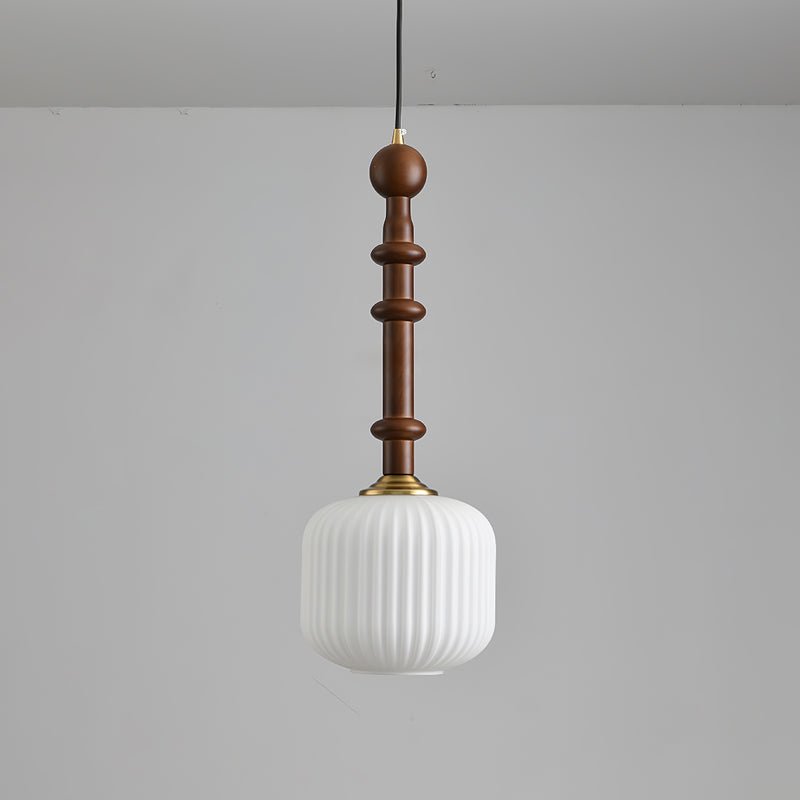 Iliror Traditional Art Wood Glass Pendant Light - Letslighting