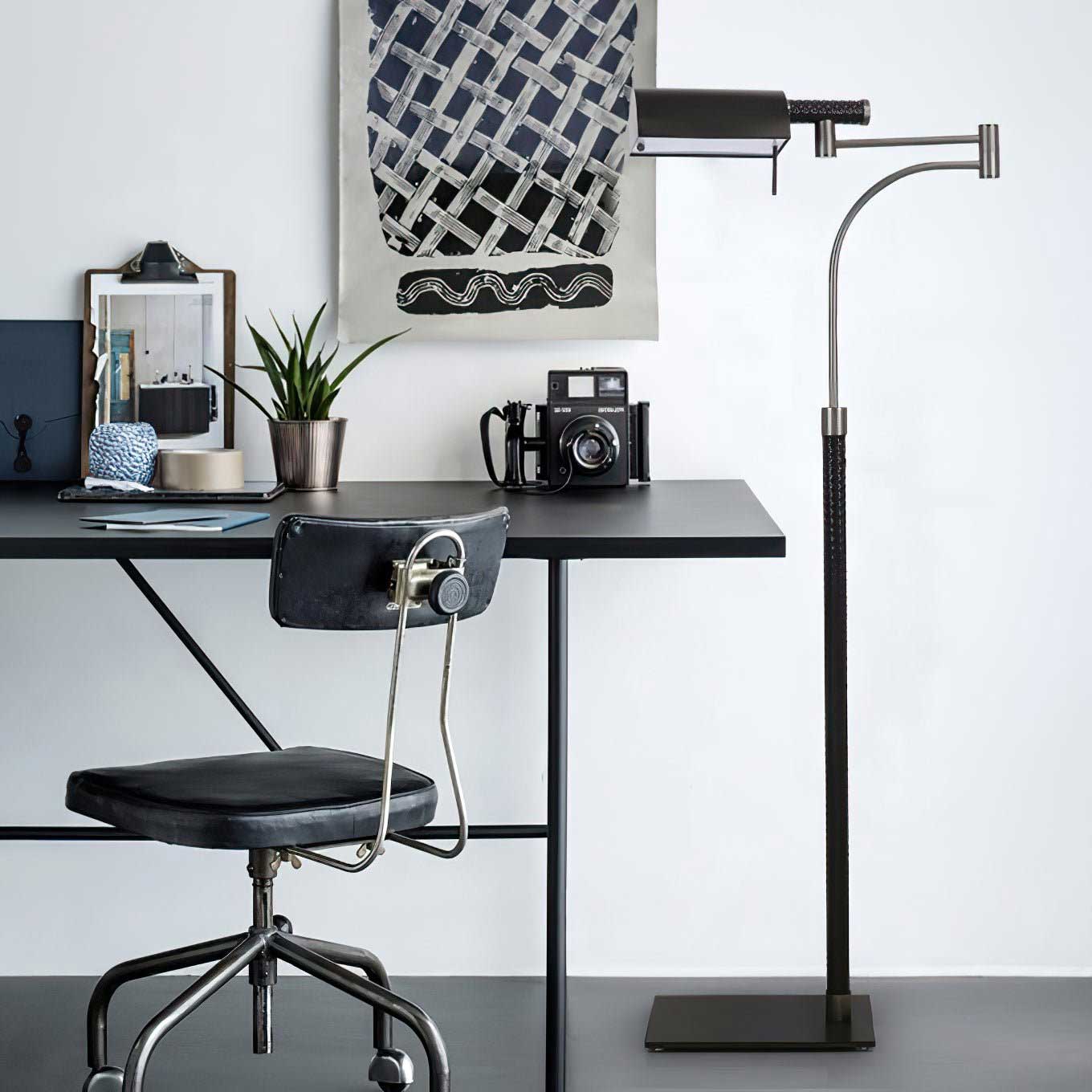 Flexe Black Leather Floor Lamp - Letslighting