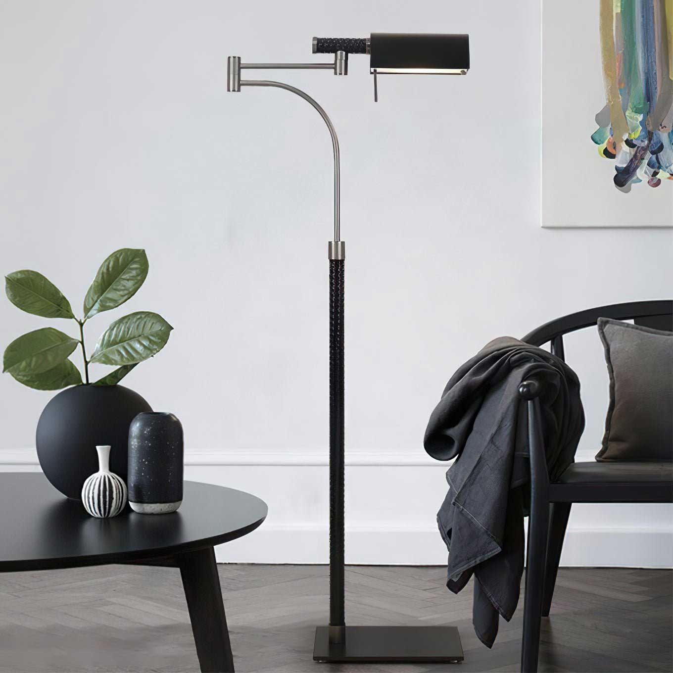 Flexe Black Leather Floor Lamp - Letslighting
