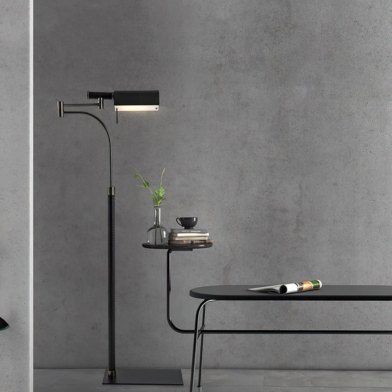 Flexe Black Leather Floor Lamp - Letslighting