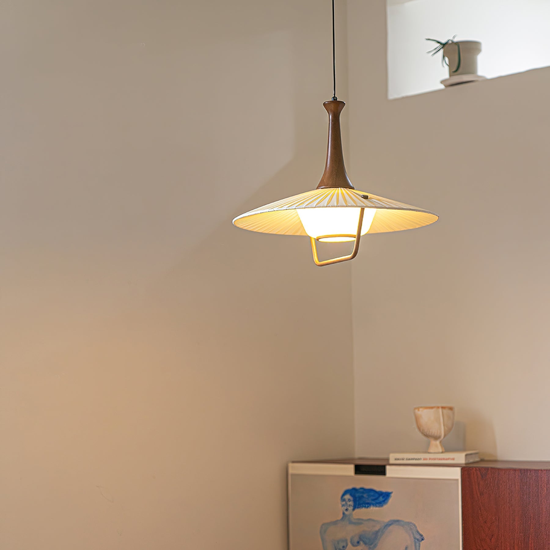 Mydorisra Traditional Classic Fabric Wood Pendant Lamp - Letslighting