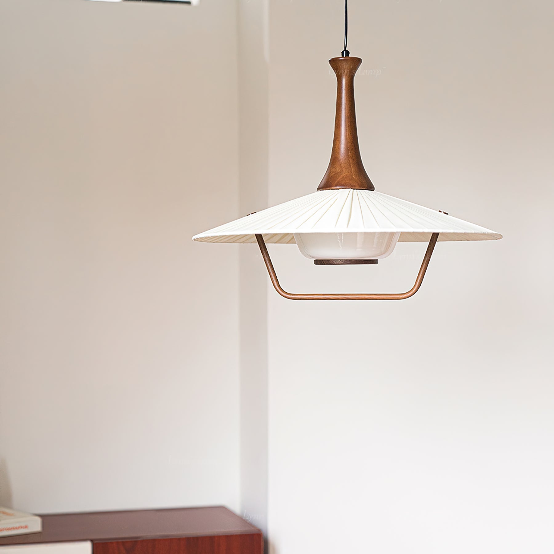Mydorisra Traditional Classic Fabric Wood Pendant Lamp - Letslighting