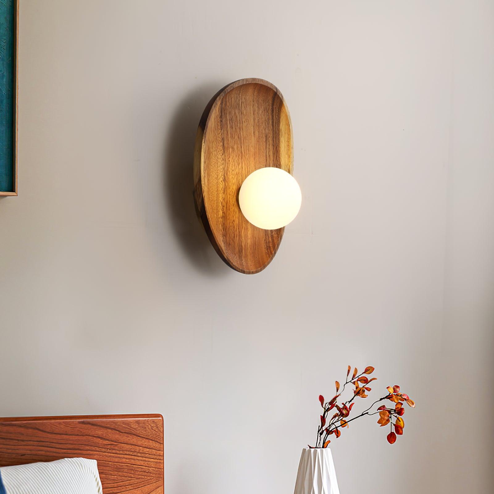 Keith Modern Minimalist Wood Glass Wall Lamp - Letslighting