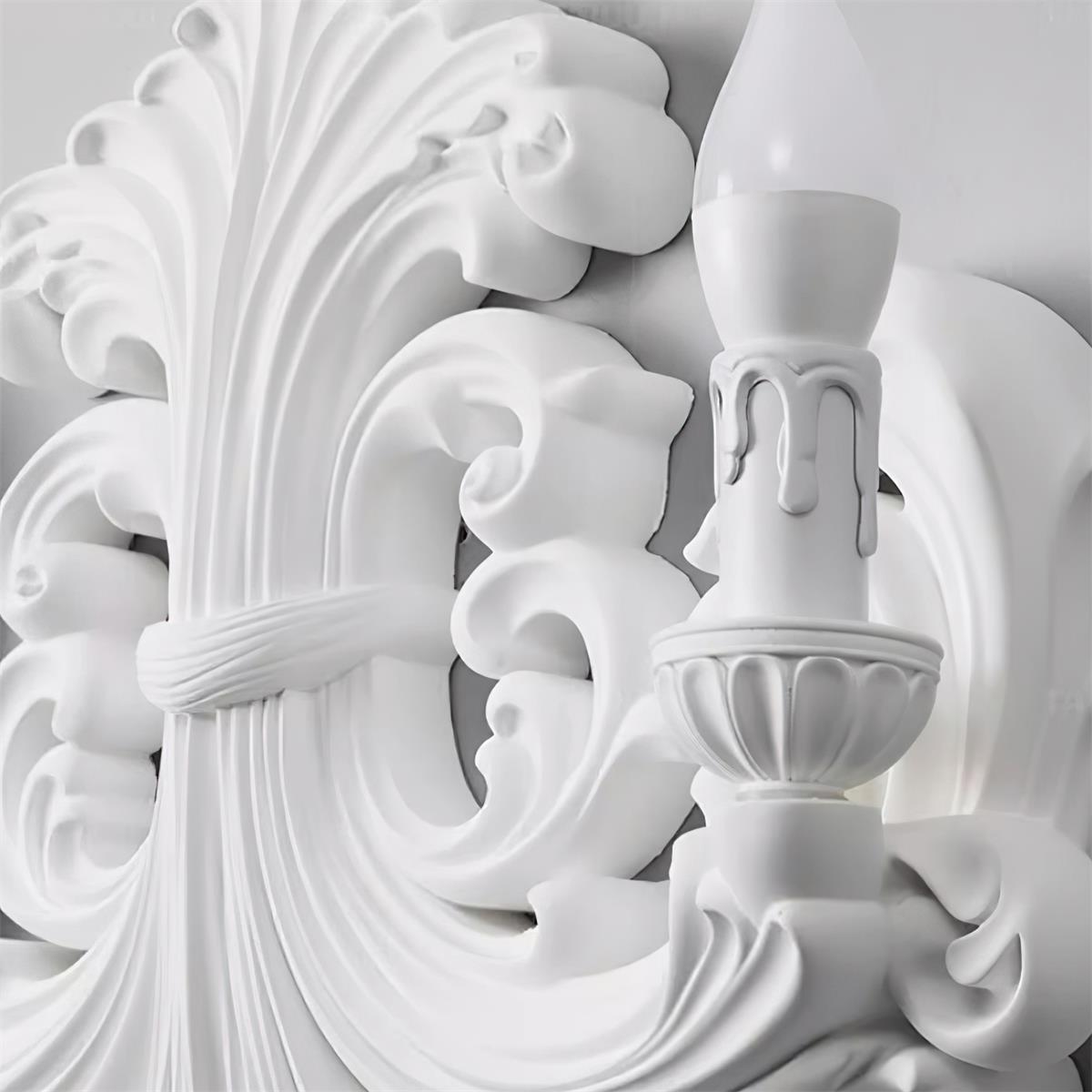 Wall Lamp Sculptural Plaster Candle Arms Uplighting Elegant