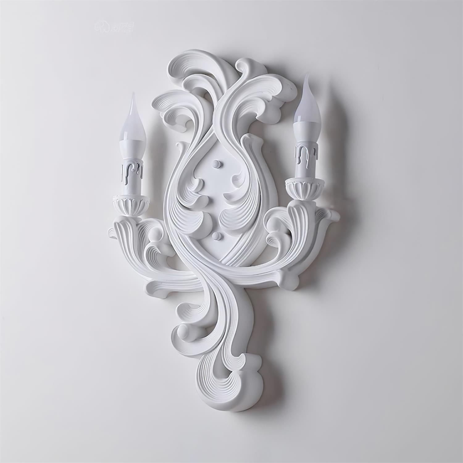 Wall Lamp Sculptural Plaster Candle Arms Uplighting Elegant