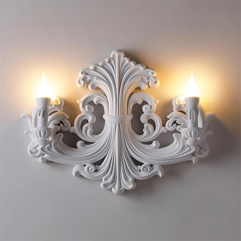 Wall Lamp Sculptural Plaster Candle Arms Uplighting Elegant