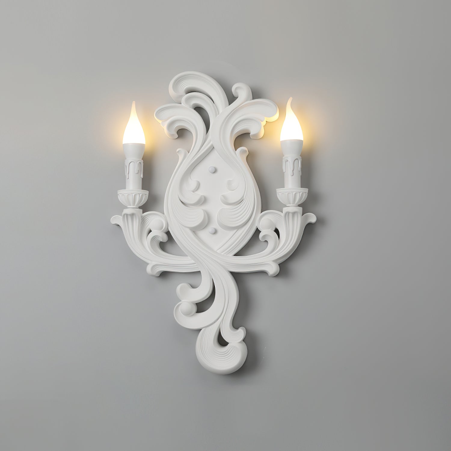 Wall Lamp Sculptural Plaster Candle Arms Uplighting Elegant