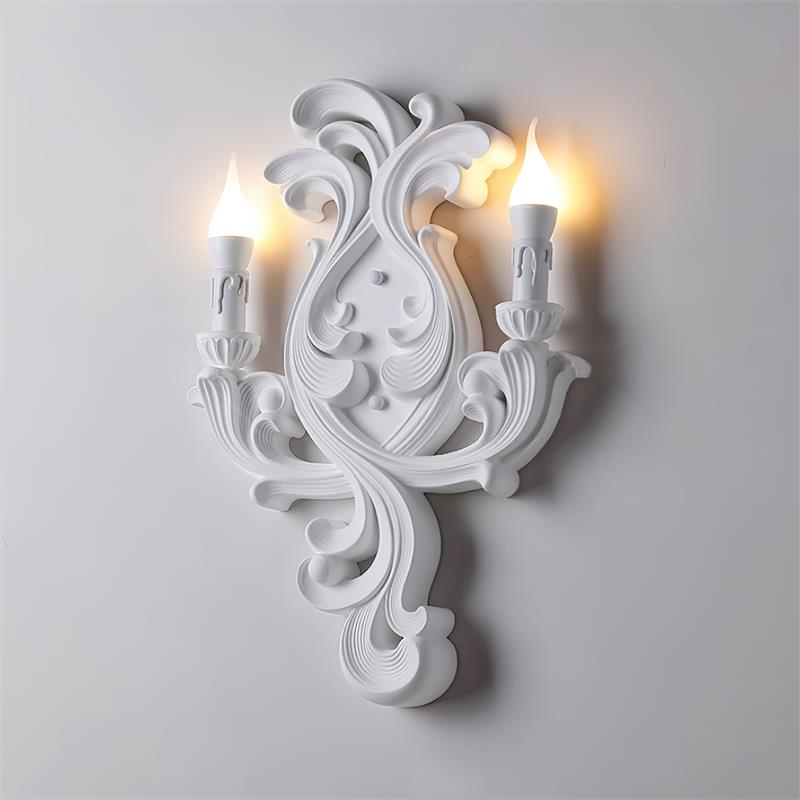 Wall Lamp Sculptural Plaster Candle Arms Uplighting Elegant