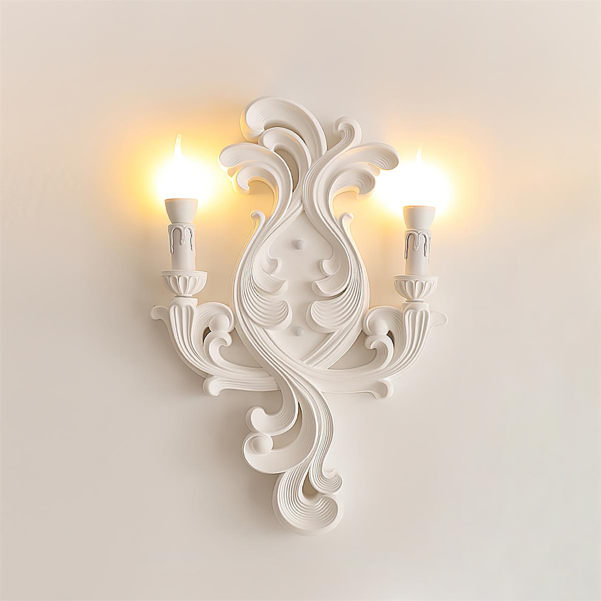 Wall Lamp Sculptural Plaster Candle Arms Uplighting Elegant