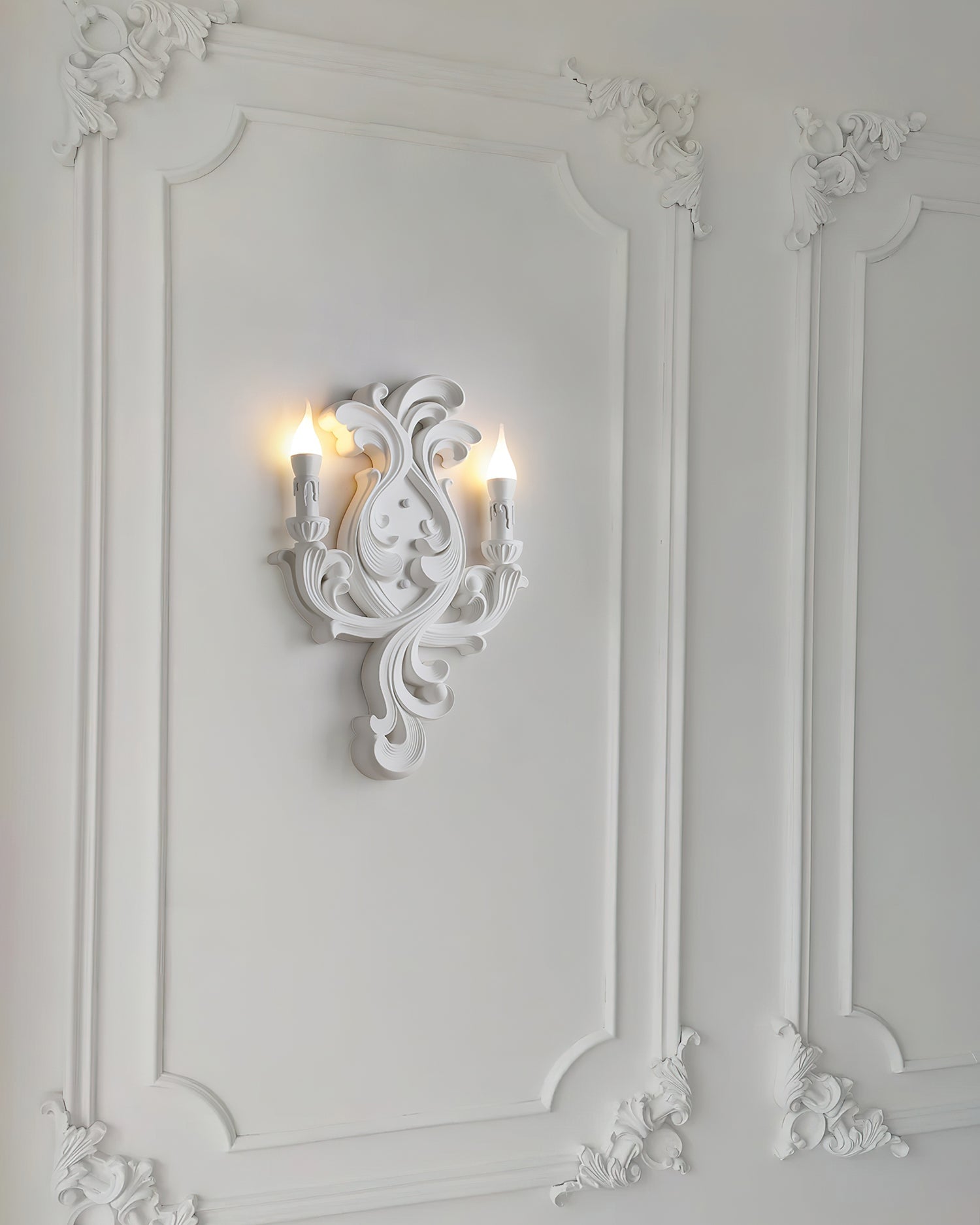 Wall Lamp Sculptural Plaster Candle Arms Uplighting Elegant