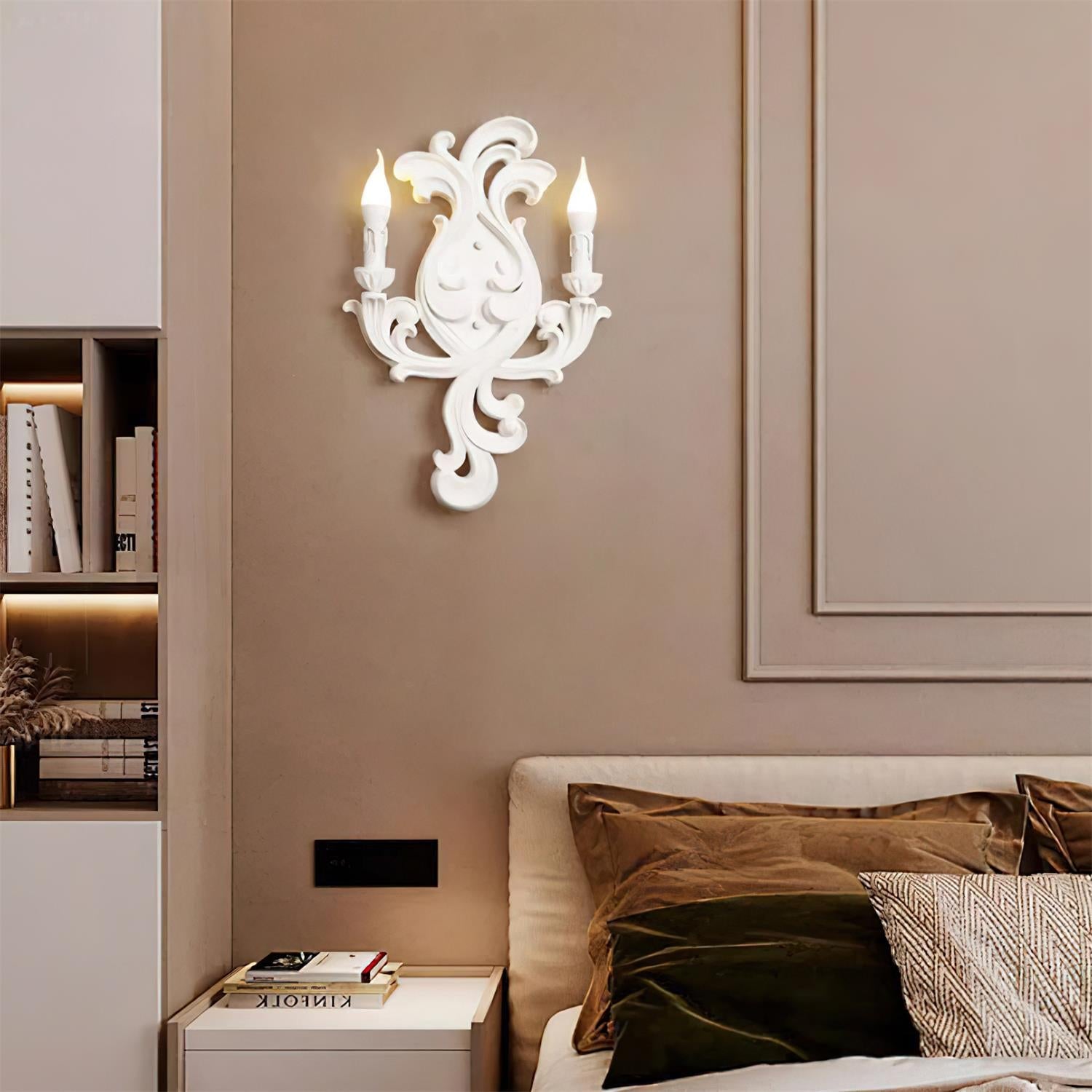 Wall Lamp Sculptural Plaster Candle Arms Uplighting Elegant