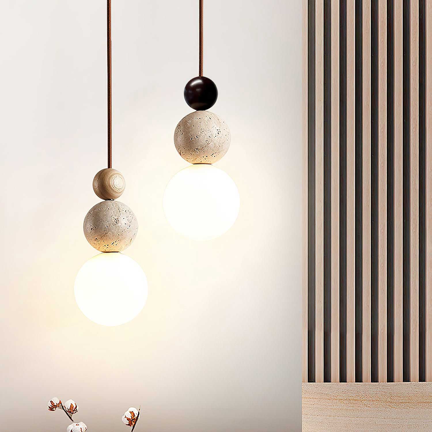Ullaeia Sphere-Cluster Travertine Pendant Light - Letslighting