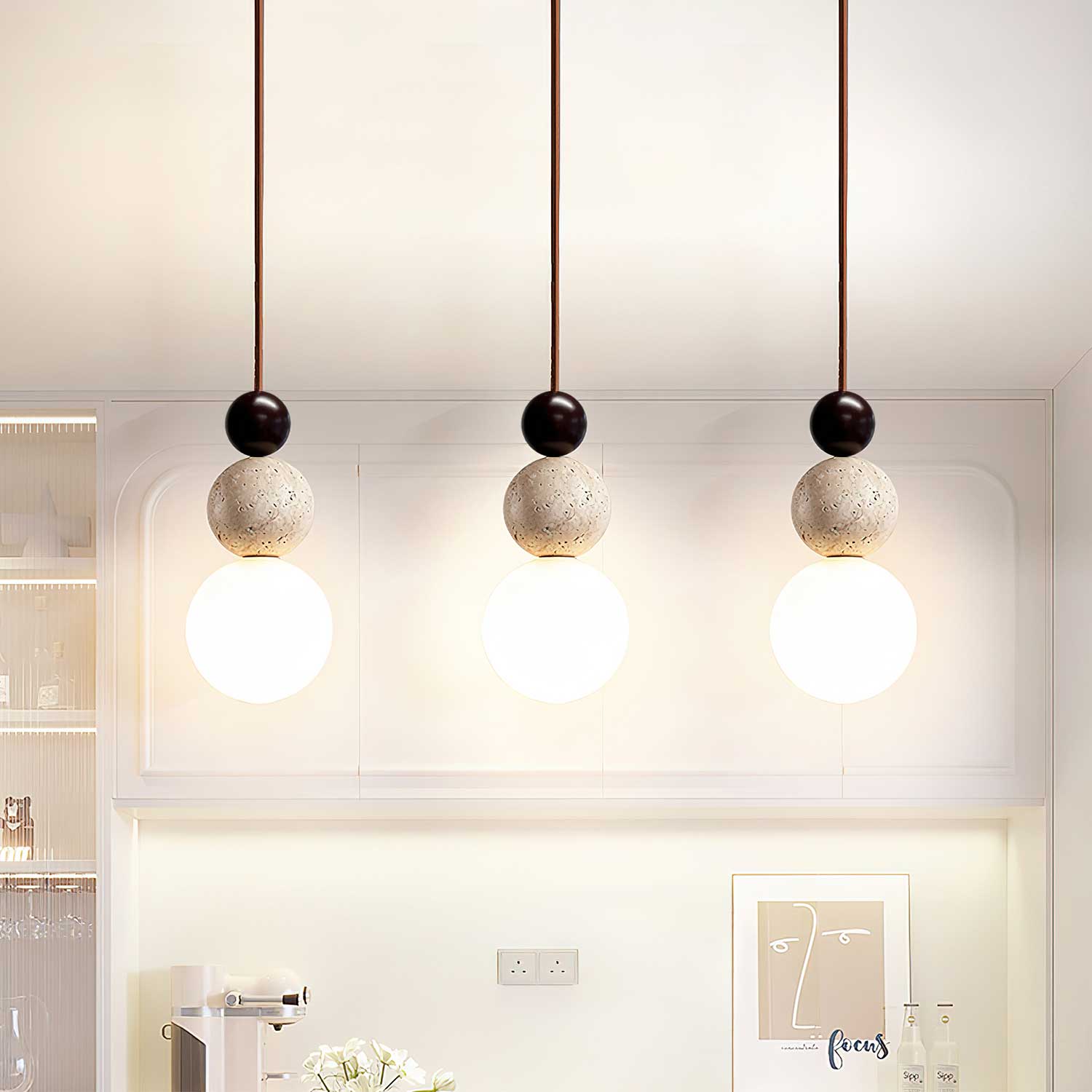 Ullaeia Sphere-Cluster Travertine Pendant Light - Letslighting