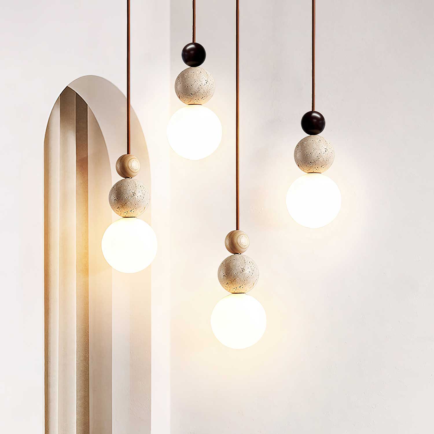 Ullaeia Sphere-Cluster Travertine Pendant Light - Letslighting