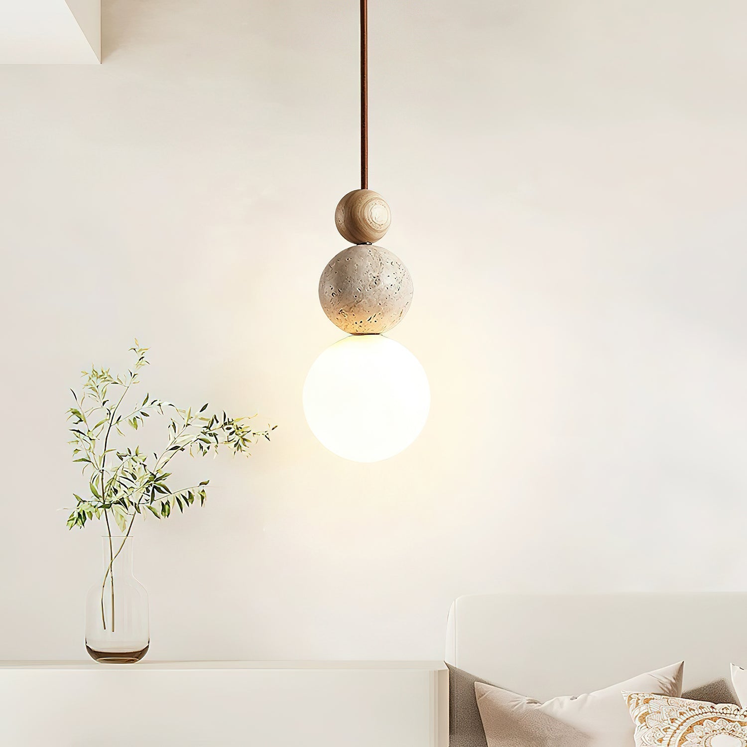 Ullaeia Sphere-Cluster Travertine Pendant Light - Letslighting