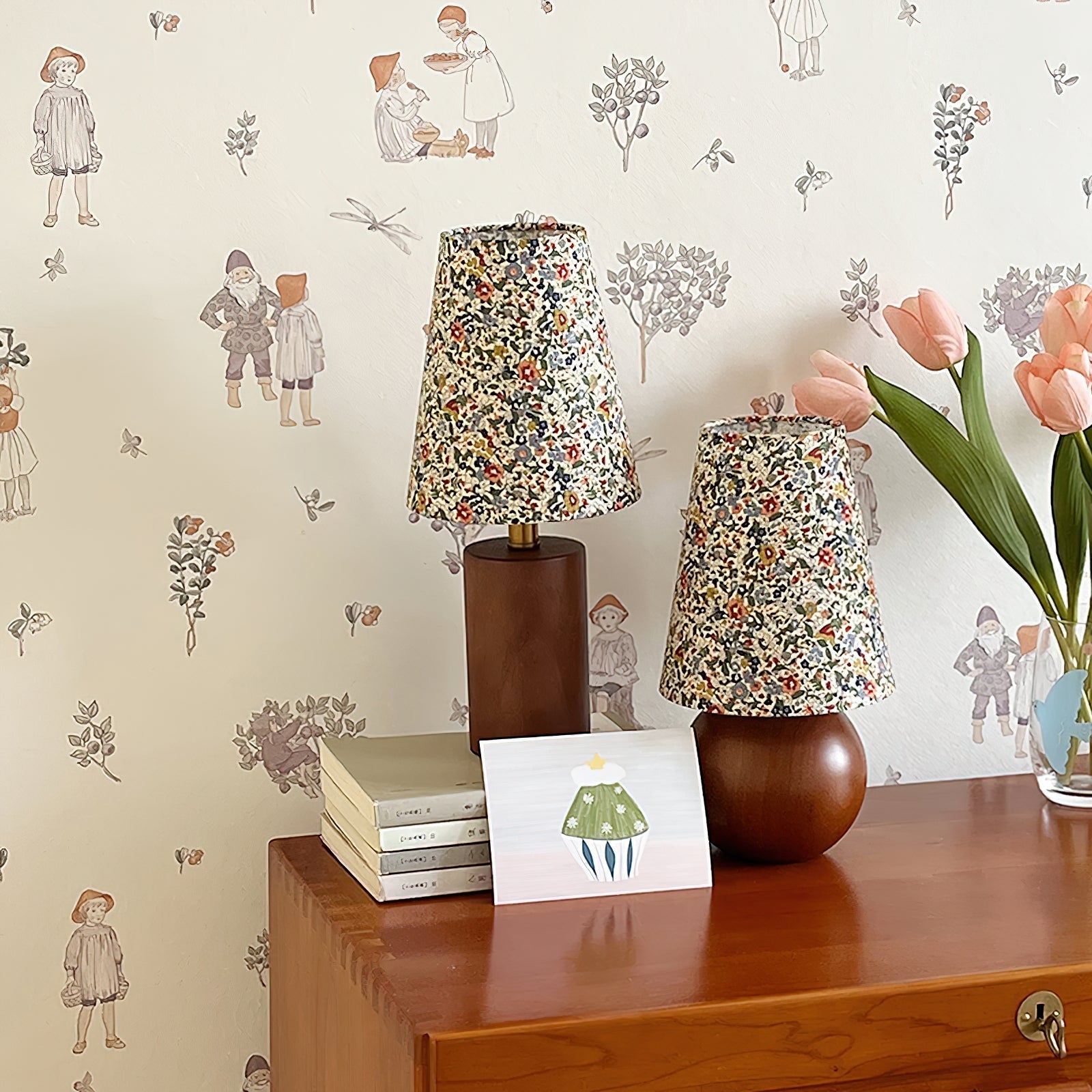 Flora Vintage Wood Table Lamp - Letslighting
