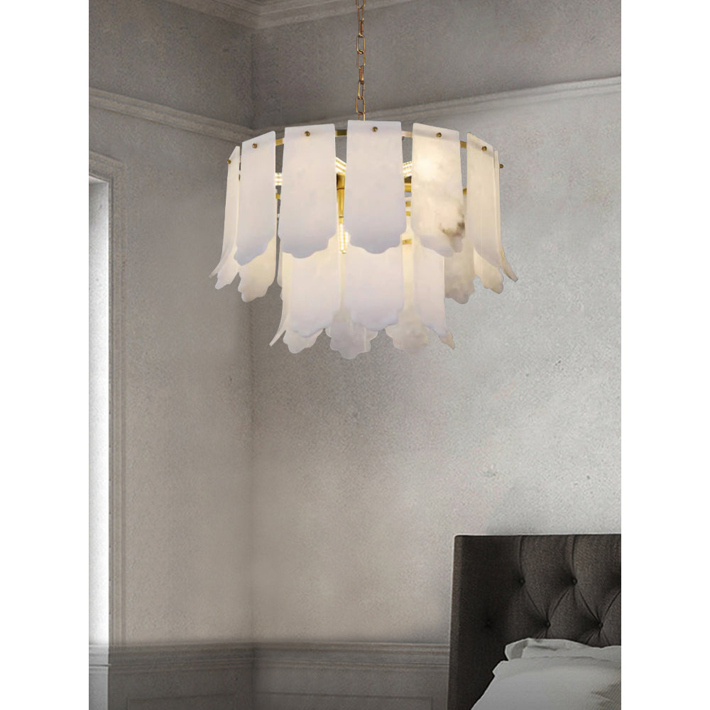 Hue Postmodern Luxury Brass Alabaster Chandelier - Letslighting