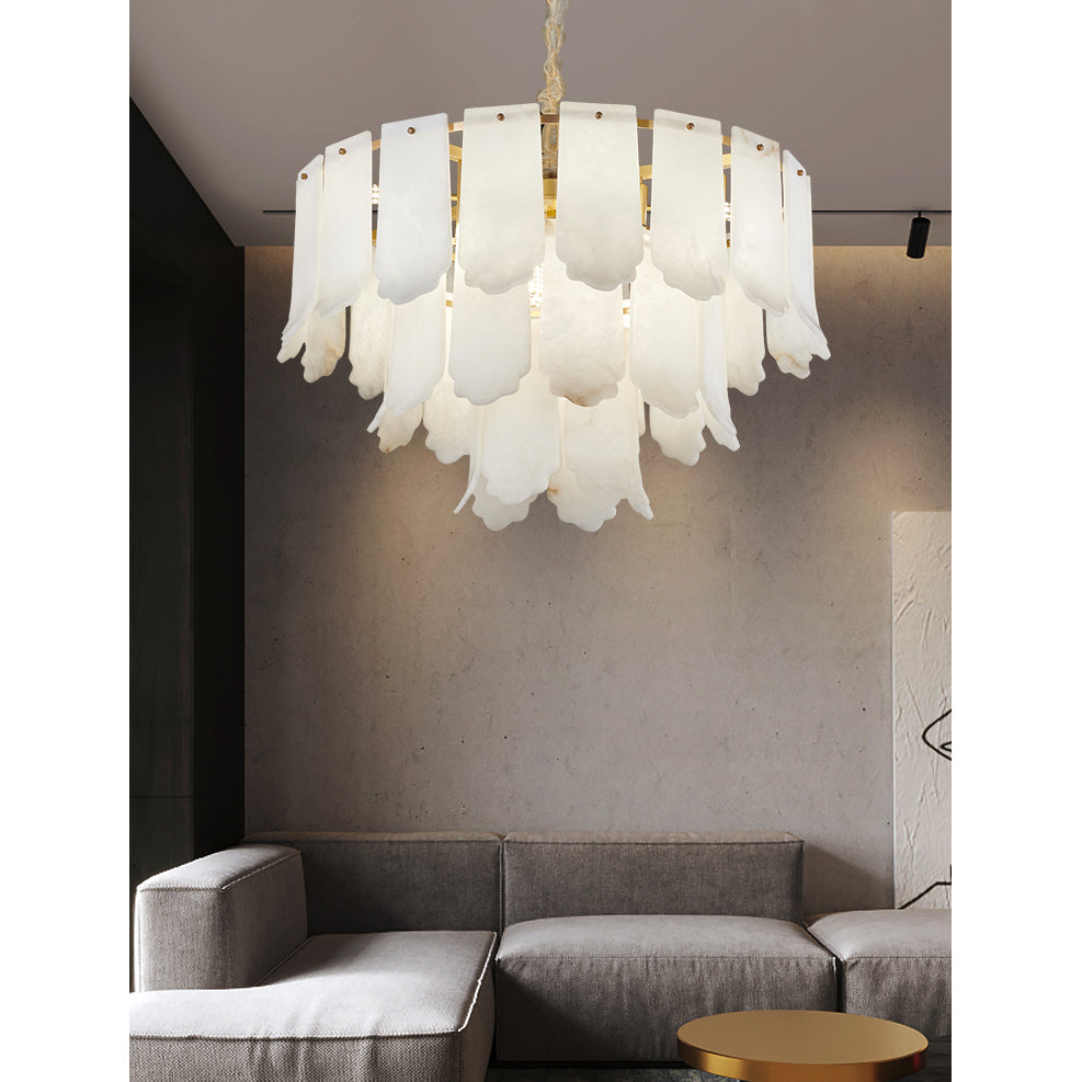 Hue Postmodern Luxury Brass Alabaster Chandelier - Letslighting