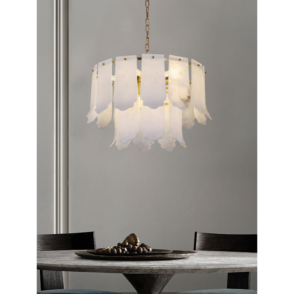 Hue Postmodern Luxury Brass Alabaster Chandelier - Letslighting