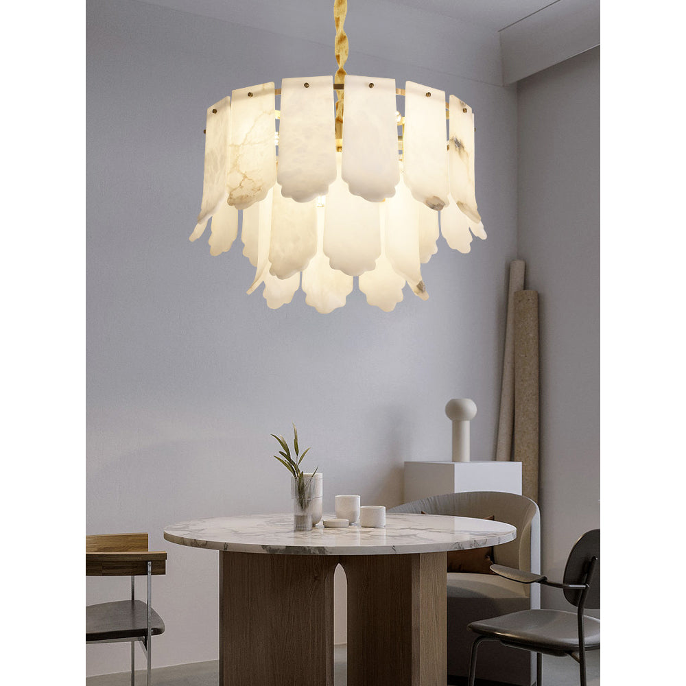 Hue Postmodern Luxury Brass Alabaster Chandelier - Letslighting
