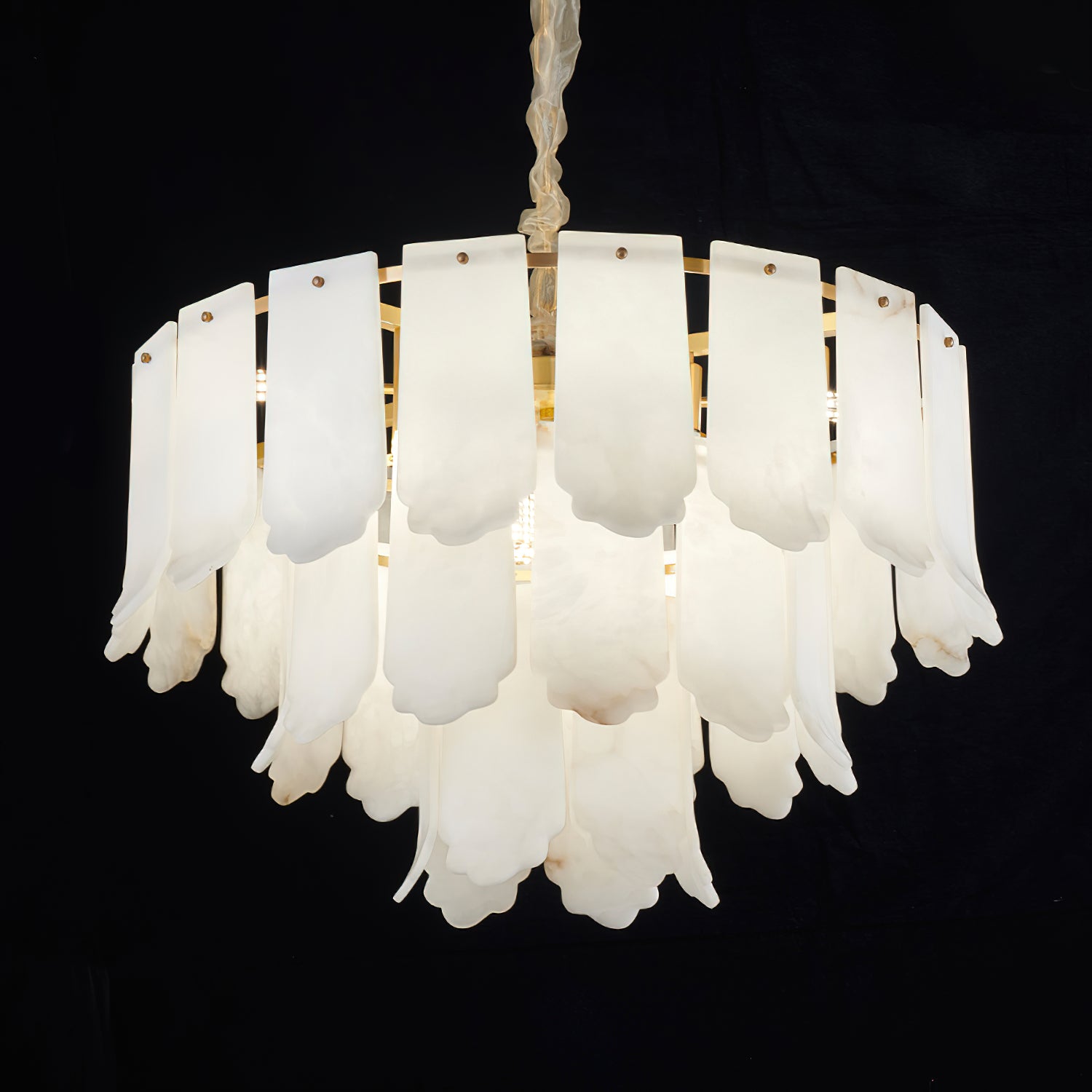 Hue Postmodern Luxury Brass Alabaster Chandelier - Letslighting