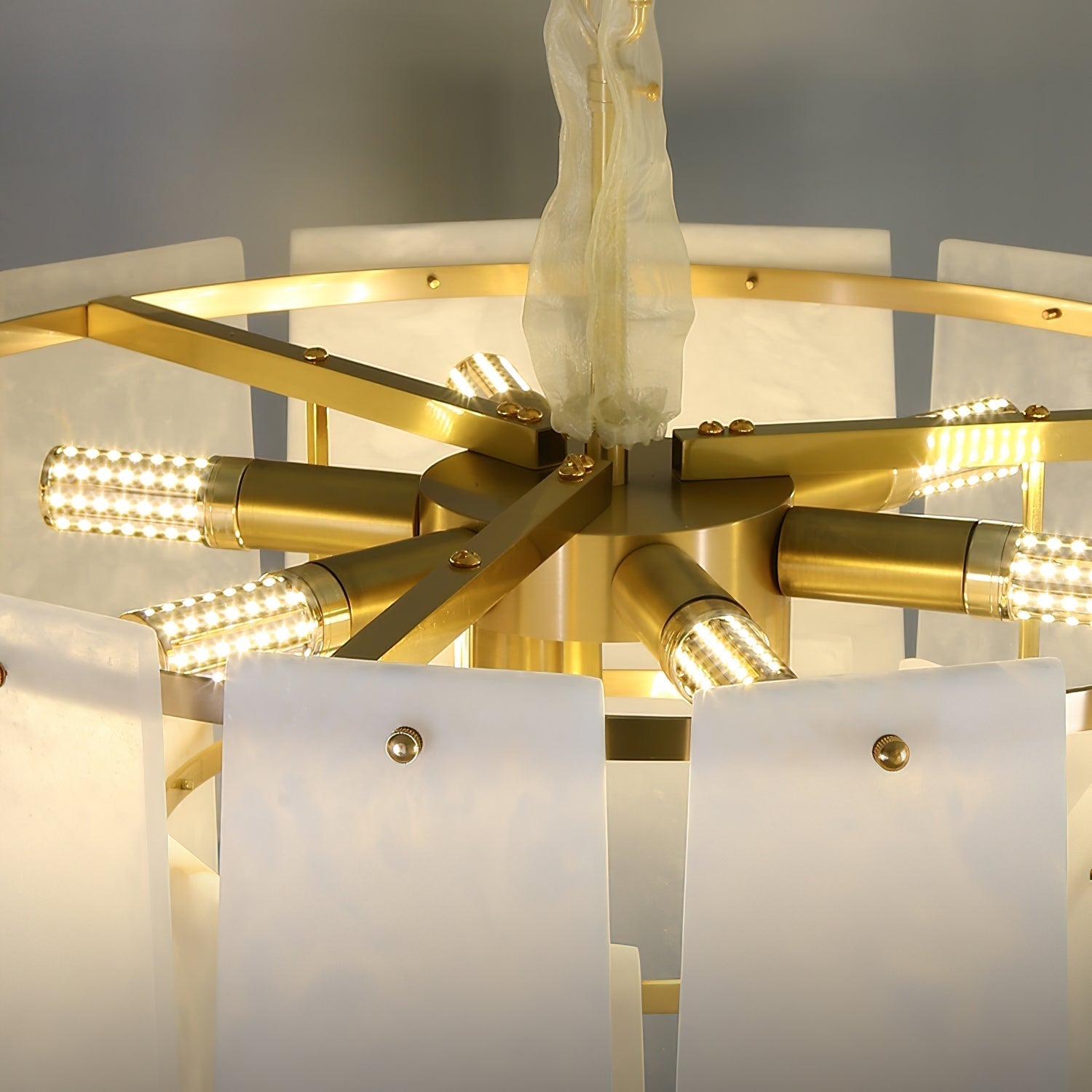 Hue Postmodern Luxury Brass Alabaster Chandelier - Letslighting