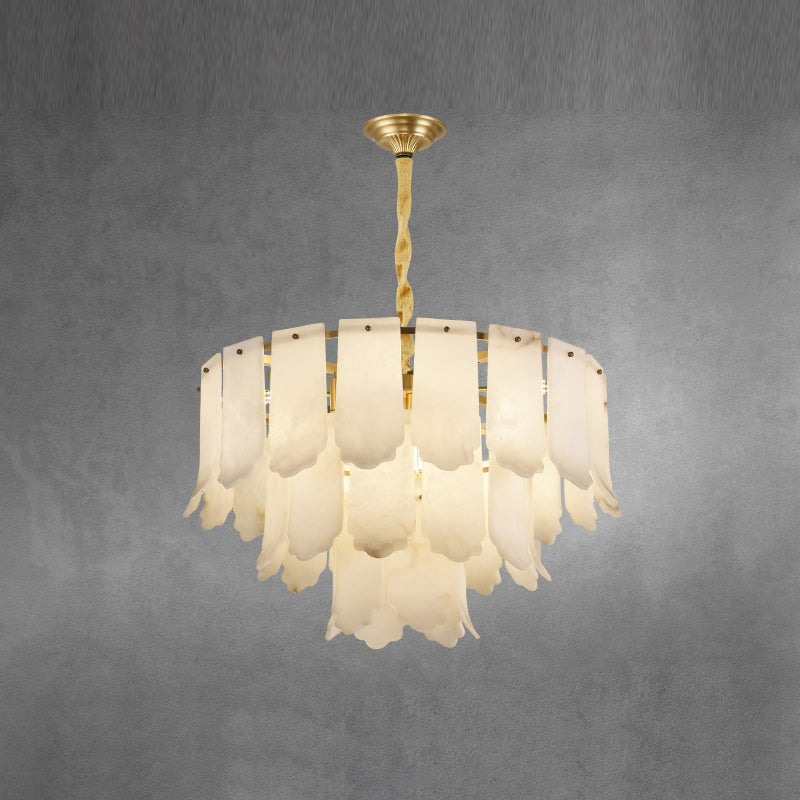 Hue Postmodern Luxury Brass Alabaster Chandelier - Letslighting
