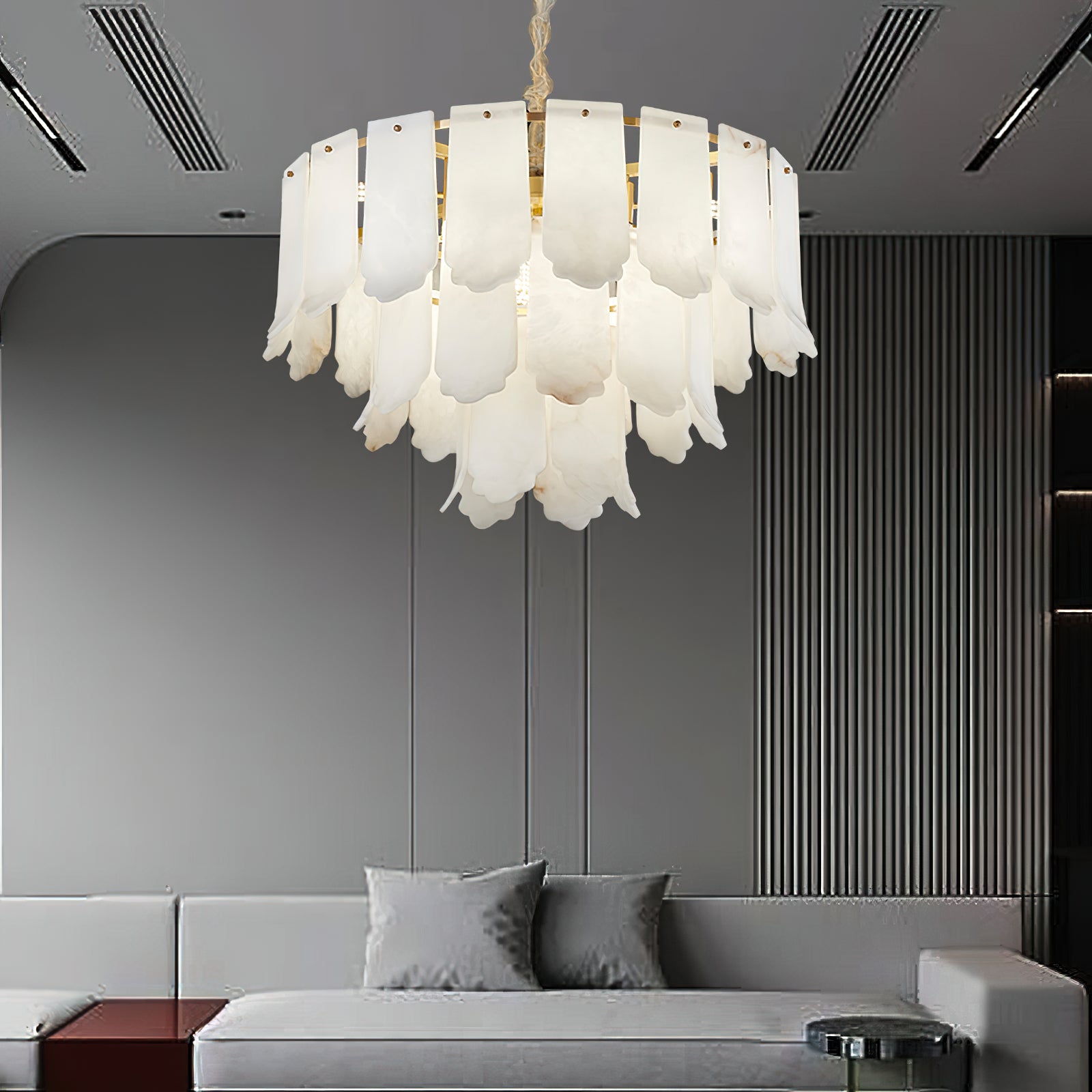 Hue Postmodern Luxury Brass Alabaster Chandelier - Letslighting