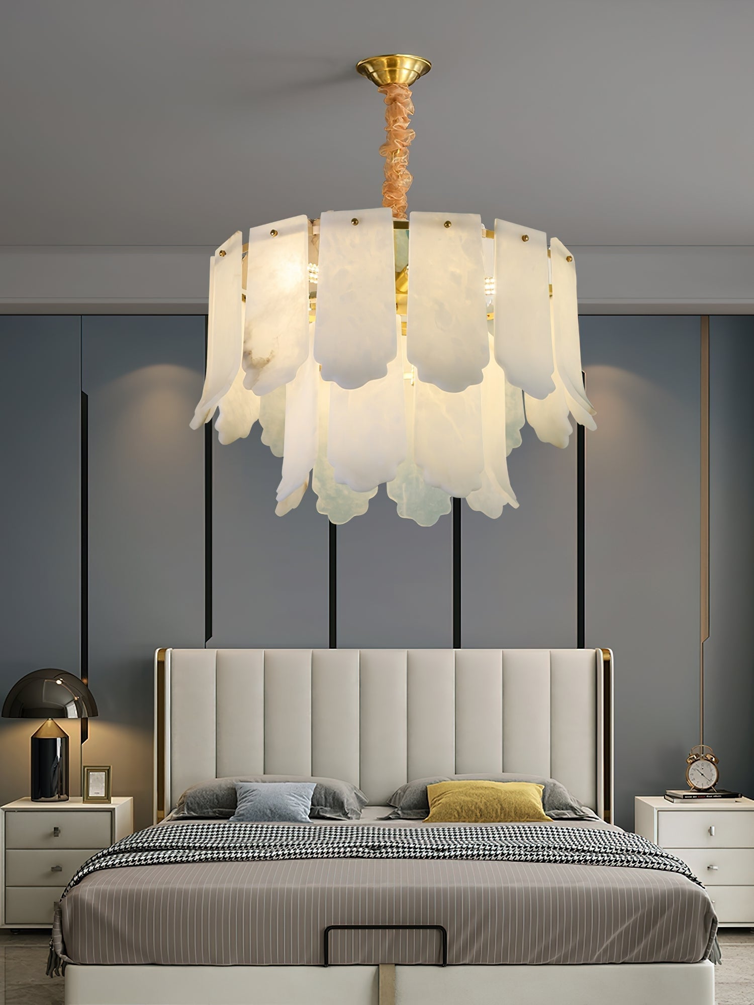 Hue Postmodern Luxury Brass Alabaster Chandelier - Letslighting