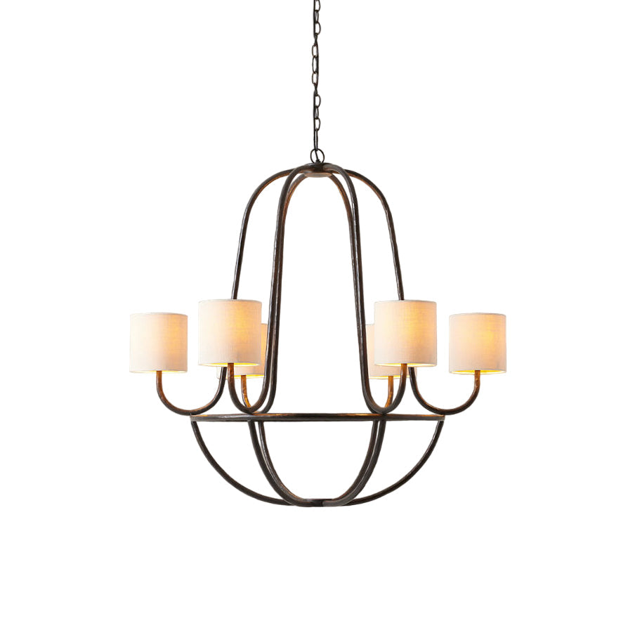 Lithe Vintage Industrial Brass Fabric Chandelier - Letslighting